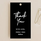 "Brushy frame" - Wedding Favor Tags in Midnight by Stacey Meacham - Front