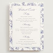"watercolor flowers crest" - Wedding Weekend Itinerary Cards in Dusty Blue by Cass Loh - Front