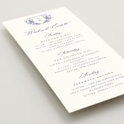 "watercolor flowers crest" - Wedding Weekend Itinerary Cards in Dusty Blue by Cass Loh - Detail