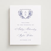 "watercolor flowers crest" - Welcome Signs in Dusty Blue by Cass Loh - Front