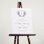 "watercolor flowers crest" - Welcome Signs in Dusty Blue by Cass Loh - In Use