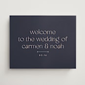 "Thoughtful" - Welcome Signs in Navy by letterfix - Front