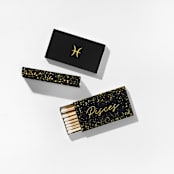 "Pisces Matchboxes, Black and Gold, Pack of 4" - Matchbooks and Matches in natural by ForYourParty