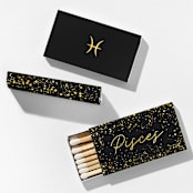 "Pisces Matchboxes, Black and Gold, Pack of 4" - Matchbooks and Matches in natural by ForYourParty