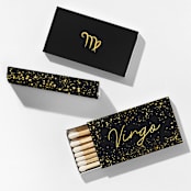 "Virgo Matchboxes, Black and Gold, Pack of 4" - Matchbooks and Matches in brown by ForYourParty
