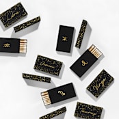 "Zodiac Matchboxes, Black and Gold, Pack of 12" - Matchbooks and Matches in beige by ForYourParty