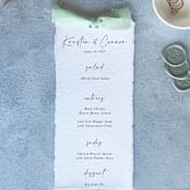 "Handmade Paper Menus With Sage Green Bow | Set Of 10 | Custom Text" - Menus in green by Cotton and Bow