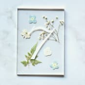 "Silver-Lined Pressed Flower Table Number, Blue" - Table Numbers in gold by Jasmine Jhunjhnuwala