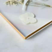 "Gold-Lined Pressed Flower Table Number, White" - Table Numbers in gold by Jasmine Jhunjhnuwala