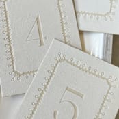 "Etched White Velvet Table Numbers" - Table Numbers in white by Christopher Neubauer
