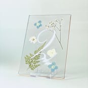 "Gold-Lined Pressed Flower Table Number, Blue" - Table Numbers in red by Jasmine Jhunjhnuwala