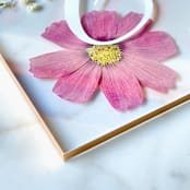 "Gold-Lined Pressed Flower Table Number, Pink" - Table Numbers in pink by Jasmine Jhunjhnuwala