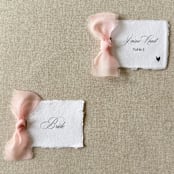 "Handmade Paper Place Cards with Blush Bow | Set of 10 | Custom Text" - Place and Escort Cards in pink by Cotton and Bow