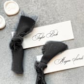 "Slim Place Cards With Black Bow | Set Of 10 | Custom Text" - Place and Escort Cards in black by Cotton and Bow