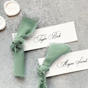 "Slim Place Cards With Sage Green Bow | Set Of 10 | Custom Text" - Place and Escort Cards in green by Cotton and Bow