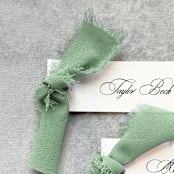 "Slim Place Cards With Sage Green Bow | Set Of 10 | Custom Text" - Place and Escort Cards in green by Cotton and Bow