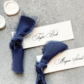 "Slim Place Cards With Navy Blue Bow | Set Of 10 | Custom Text" - Place and Escort Cards in blue by Cotton and Bow