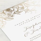 "Engraved Flowers" - Wedding Programs in Gold by Phrosné Barwood - Detail