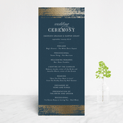 "Gold Leaf" - Wedding Programs in Indigo by Kelly Schmidt - Front