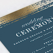 "Gold Leaf" - Wedding Programs in Indigo by Kelly Schmidt - Detail