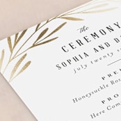 "Gilded Leaves" - Wedding Programs in Classic White by Kelly Schmidt - Detail