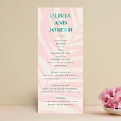 "The Palm" - Wedding Programs in Flamingo by Pixel and Hank - Front