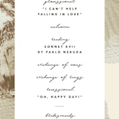 "Organic Elegance" - Wedding Programs in Sand by Carrie Moradi - Detail
