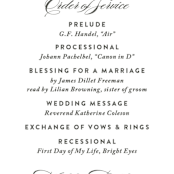 "Cordial Flourish" - Wedding Programs in Arctic by Olivia Raufman - Detail