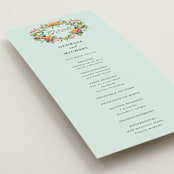 "Tropical Crest" - Wedding Programs in Papaya by Susan Moyal - Detail