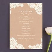 "Lace and Kraft" - Wedding Programs in Kraft by Katharine Watson - Front
