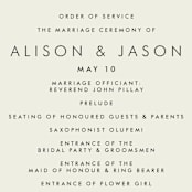 "Elegance Illustrated" - Wedding Programs in Beige by Phrosné Barwood - Detail