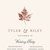 "Leaf Print" - Wedding Programs in Rust by Katharine Watson - Detail