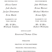 "Wall Flower" - Wedding Programs in Greenery by Jennifer Postorino - Detail