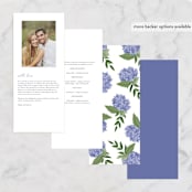 "Hydrangea Frame" - Wedding Programs in Periwinkle by Susan Moyal - Back of Card Options