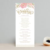 "Floral Vignette" - Wedding Programs in Brass by Kristen Smith - Front