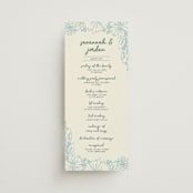 "Bloom" - Wedding Programs in Waterfall by Kelly Watkins - Front