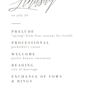 "Stacked date" - Wedding Programs in Cotton by Amy Kross - Detail