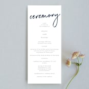"Funky Names" - Wedding Programs in Navy by Phrosné Barwood - Front