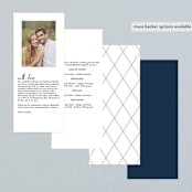 "Funky Names" - Wedding Programs in Navy by Phrosné Barwood - Back of Card Options