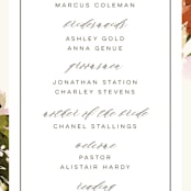 "Eden" - Wedding Programs in Poinsettia by Lori Wemple - Detail