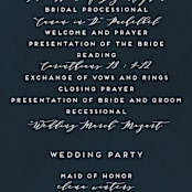 "Dash" - Wedding Programs in Midnight by Grace Kreinbrink - Detail