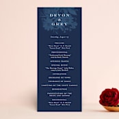 "Floral screenprint" - Wedding Programs in Navy by Jennifer Wick - Front