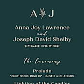 "Snippet" - Wedding Programs in Pine by Sarah Brown - Detail