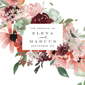 "Cascading Florals" - Wedding Programs in Rouge by Leah Bisch - Detail