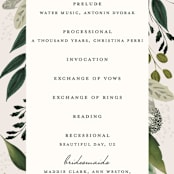 "Botanical Ring" - Wedding Programs in Ivory by Susan Moyal - Detail
