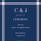 "window pane check" - Wedding Programs in Navy by Kerry Doyle - Detail