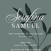 "Serafina" - Wedding Programs in Sage by Melanie Kosuge - Detail