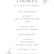 "Sweeping" - Wedding Programs in Linen by Carolyn Nicks - Detail