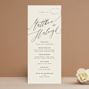 "Tilted Script" - Wedding Programs in Ivory by Hannah Williams - Front