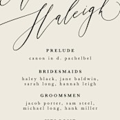 "Tilted Script" - Wedding Programs in Ivory by Hannah Williams - Detail